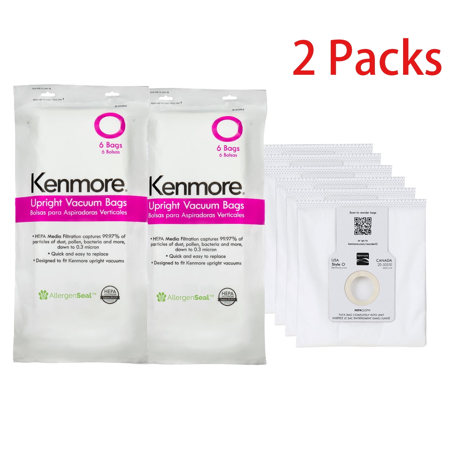 Details about   6Pack Q/C Vacuum Bags HEPA for Kenmore Type Upright Vacuums Style 53294 US Stock 