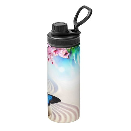 

Goofa Butterfly In Blossoms Zen Print 18oz Sports Insulated Kettle With Straw Water Bottle Sports Water Bottle For Running Hiking Cycling Climbing Mans Womans
