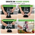 thumbnail image 2 of NutriChef 3-in-1 Cheese Grater & Shredder – Rotary Hand-Crank Grater with Strong Suction Base & Safety Lock, Includes 3 Drum Blades for Fine, Medium & Strip Cuts, Black, 2 of 5