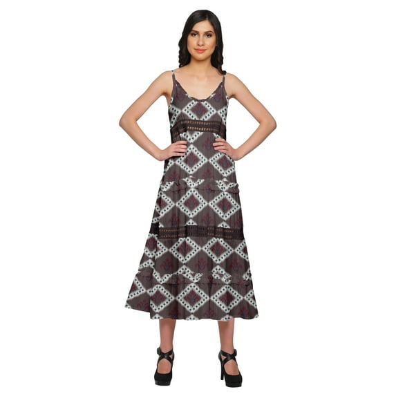 Moomaya Adjustable Spaghetti Straps For Women Plus Size Sleeveless Maxi Dress