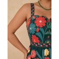 thumbnail image 4 of Dark Green Womens Floral Print Maxi Dress With Spaghetti Straps And Embroidered Detail, 4 of 6
