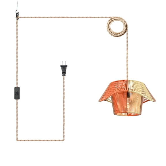 Claxy Plug in Pendant Light with Hat-shaped Colorful Rope Shade