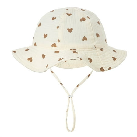 

Sprifallbaby Baby Summer Bucket Hat Cute Sun Protection Infant Wide Brim Fisherman Hat with Chin Strap