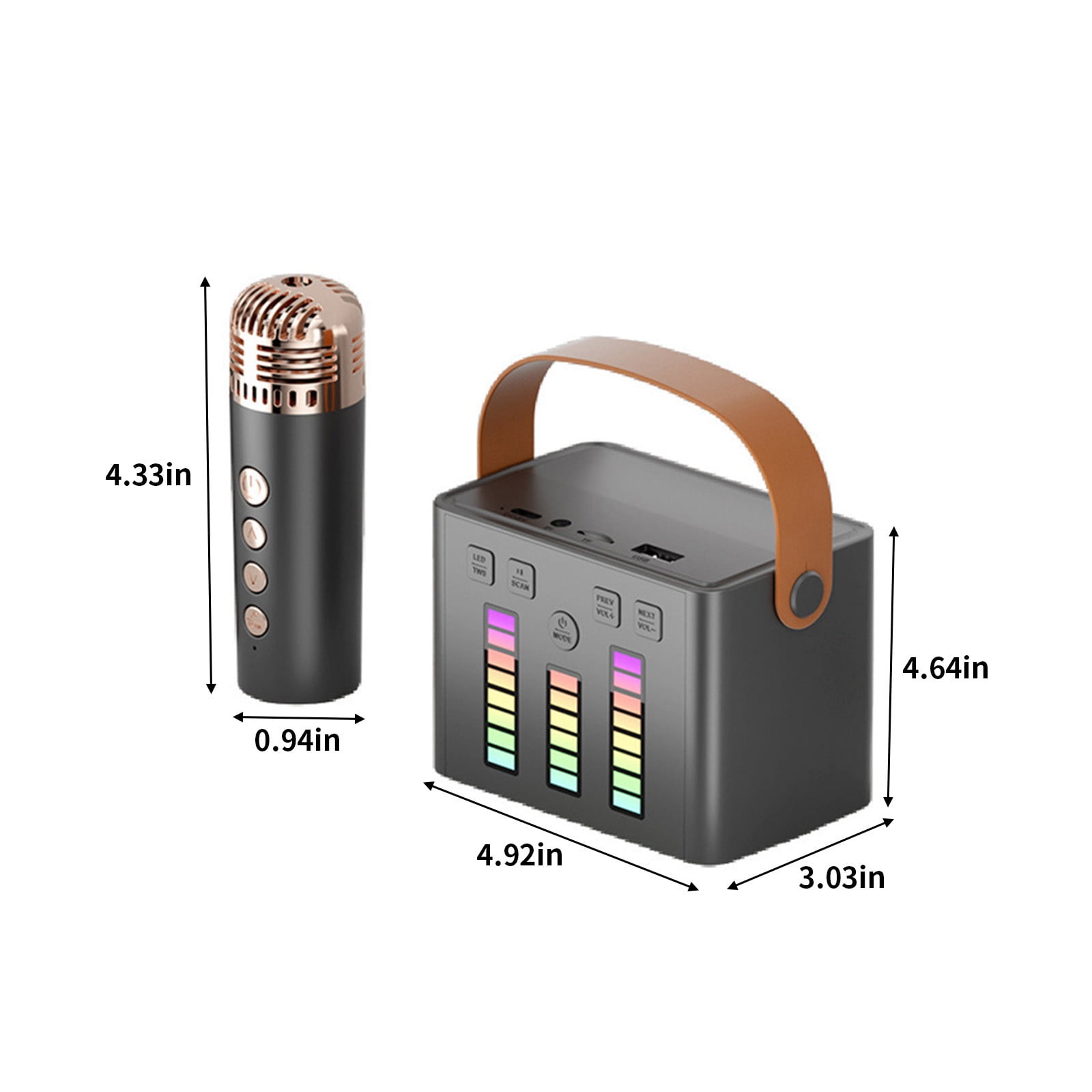 Nkmbld Portable Bluetooth Speakers Karaoke Sound System with Microphone, Bluetooth Speaker LED Pickup Light, Multiple Light Transformations, Outdoor Speaker, Black