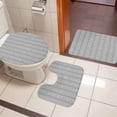 thumbnail image 4 of Gray Striped Bath Mat 3 Piece Bathroom Rug Set, Modern Abstract Art Geometric Stripes Non Slip Bath Rug Contour Mat and Toilet Lid Cover, Absorbent Shower Mats Soft Bath Rugs and Mats Sets, 4 of 8