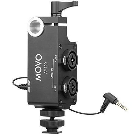 Movo AM200 2-Channel XLR Microphone Audio Mixer with Shoe and 15mm Rod Mounting Options - for Recorders, Mirrorless, DSLR (Best Sound Recorder For Dslr)