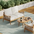 thumbnail image 2 of Christopher Knight Home Modern 2 Piece Patio Loveseat Coffee Table Set with Cushion, Solid Wood, Teak+ Beige, 2 of 13