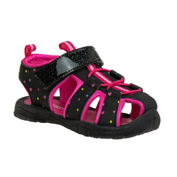 Rugged Bear Girls Hearts and Stars Closed Toe Sport Sandals. (Toddler