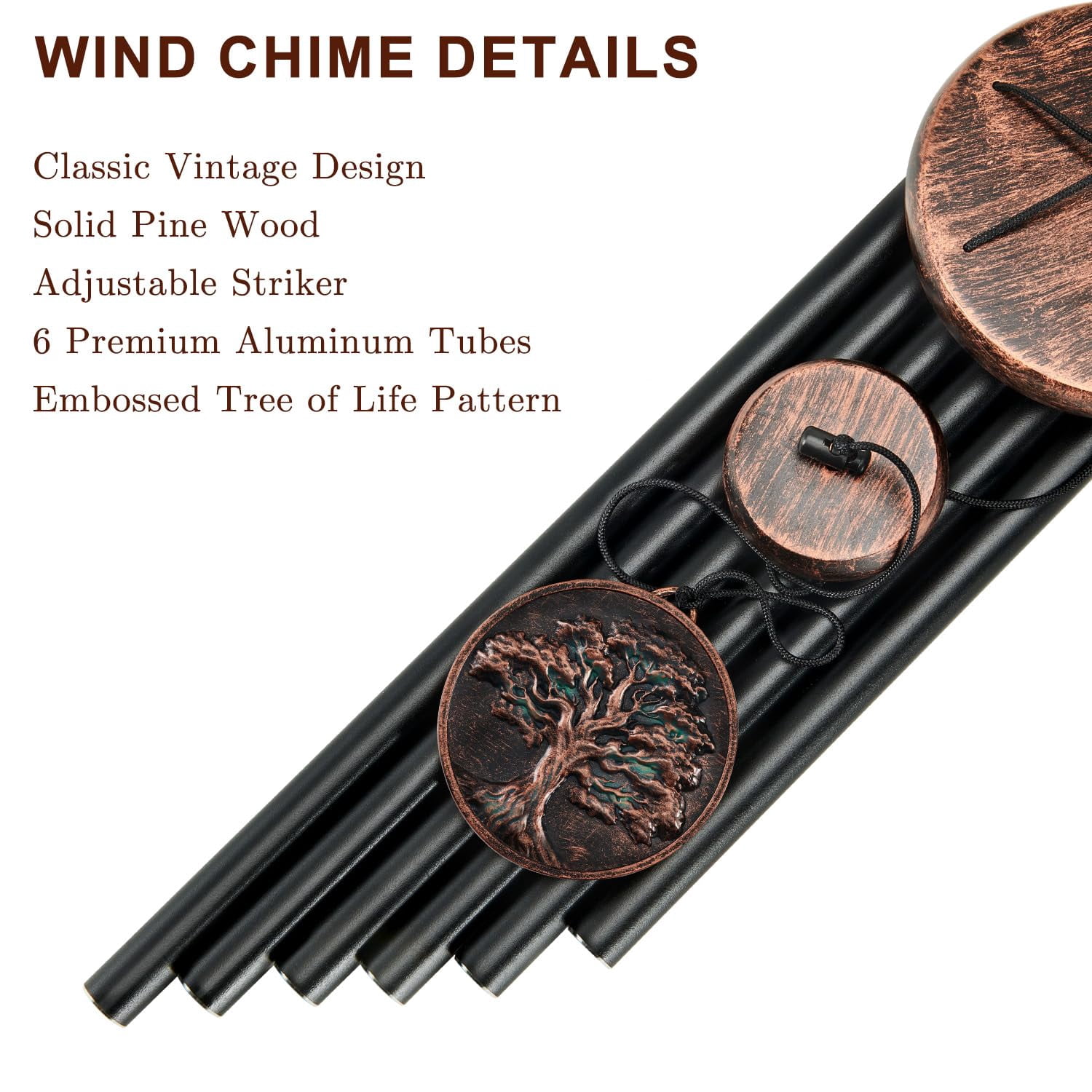 Wind Chimes For Outside  Vintage Tree Of Life Deep Tone Chime Outdoor Clearance Memorial/festivals/birthday Gift Mom Dad Women Grandma Garden Porch Patio Decor (32" Life)