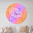 thumbnail image 2 of Designart 'United States Yellow Vintage Map ' Farmhouse wall clock, 2 of 6