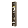 thumbnail image 3 of UHOMEPRO 8-Tier Media Tower, CD DVD Media Storage Unit with Adjustable Shelves, Multi-Functional Cube Storage Cabinet for Home Office, Wooden Freestanding Double-Decker Bookcase Display Stand, Walnut, 3 of 11