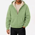 thumbnail image 5 of Mens Winter Coat Zip Up Long Sleeve Hooded Casual Outerwear Sherpa Fleece Lined Thick Oversized Soft Fall Fashion Jacket with Pockets Mint Green 4XL, 5 of 6