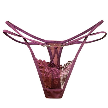

YUEHAO Womens Underwear Women Cross Lace Mesh Sheer Underwear Lingerie Thongs Panties Briefs (Purple)