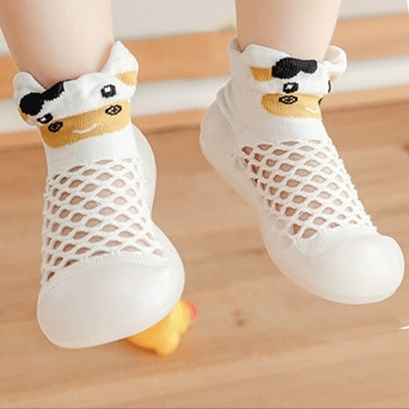 

Cathalem Shoes for Beginning Walkers Girl Boys Girls Animal Prints Cartoon Socks Shoes Toddler Slip on Shoes Kids Shoes White 2 Years