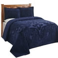 thumbnail image 3 of Better Trends 3 Piece Chenille Bedspread Set for Full/Double Bedspread 100% Cotton Lightweight Bedspread for all Season Ashton Collection (Navy), 3 of 6