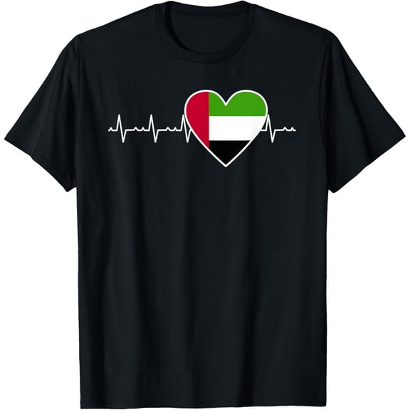 men and women can wear,UAE Flag Heartbeat Dubai Vacation Souvenir T-Shirt
