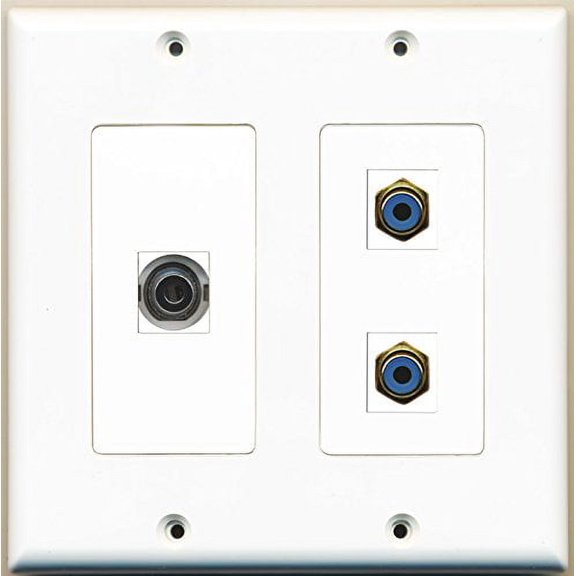 RiteAV - 2 Port RCA Blue 1 Port 3.5mm - 2 Gang Wall Plate