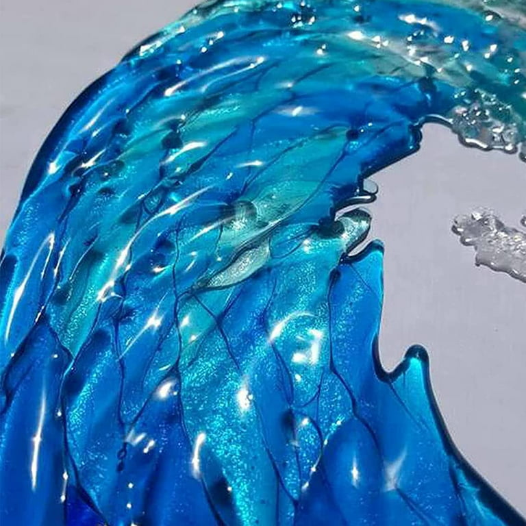 Ocean Wave Fused Glass Sculpture Sea Decor Creative Resin Desktop Sculpture  Shape Resin Art Crafts for Home Decor 
