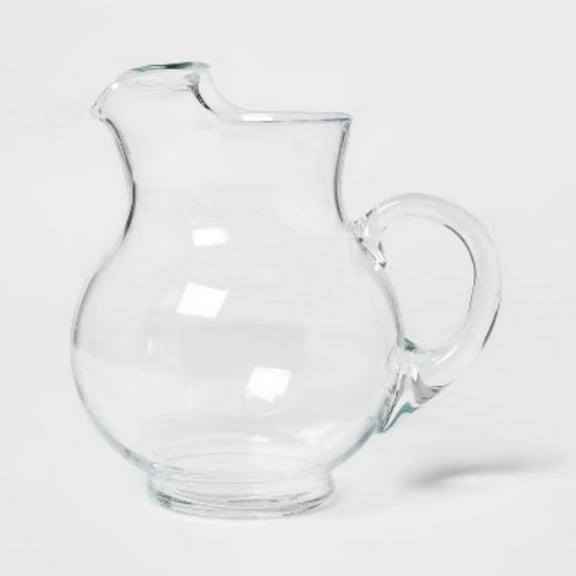 90.6 fl oz Glass Round Pitcher with Handle : Traditional Clear Beverage Server, BPA & Lead-Free