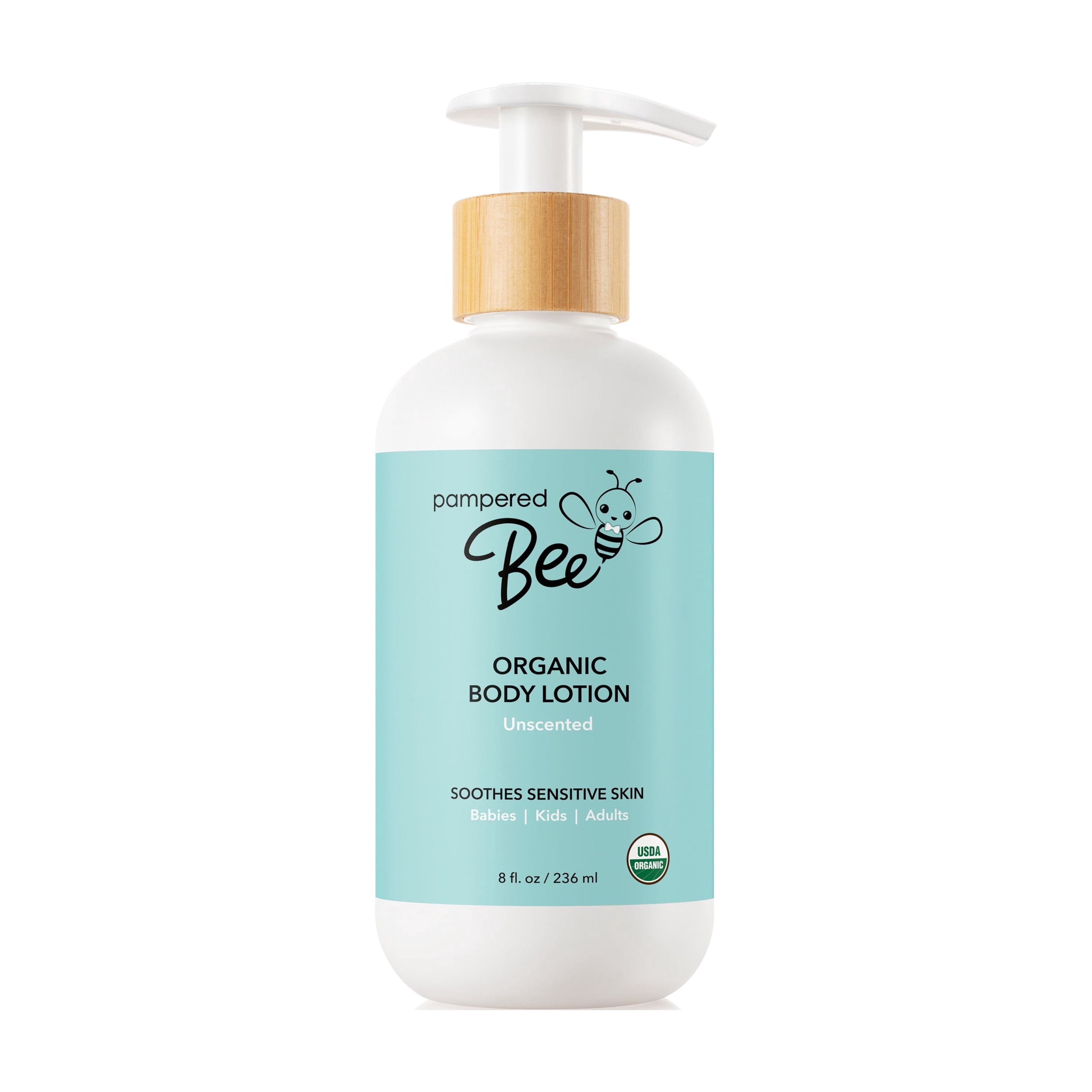 (6 pack) Pampered Bee Organic Unscented Baby Lotion 8 fl oz - Deep Hydration for Sensitive Skin