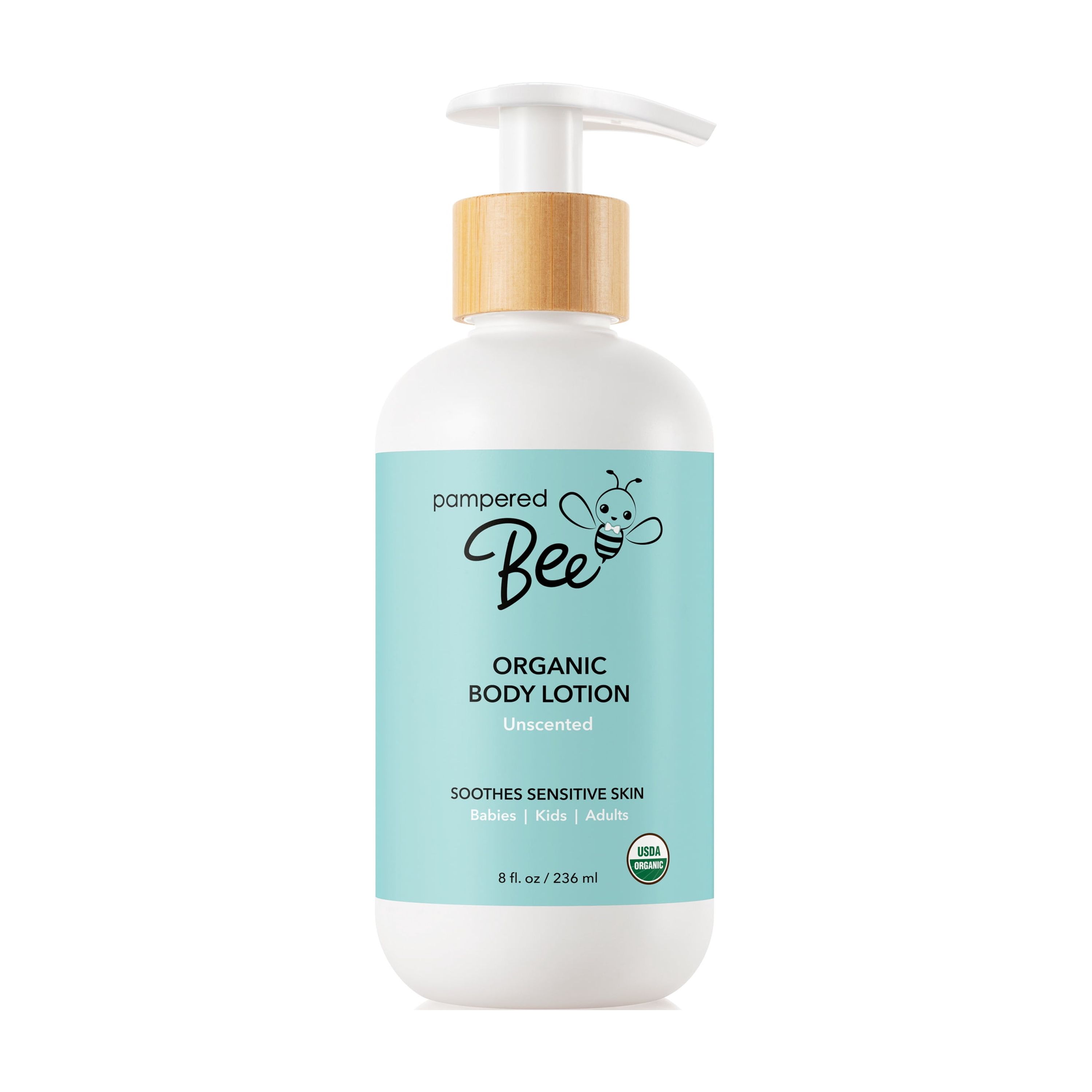 Pampered Bee Unscented Baby Lotion for Sensitive Skin, 8 fl oz