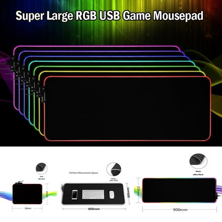 Mouse Pad LED Luminous Magic Color Expansion Mouse Pad Non-Slip Rubber Base Large Colorful RGB Esports Gaming Mouse Pad Soft (Best Batteries For Magic Mouse)