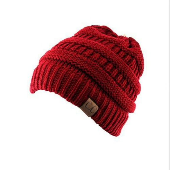 Trendy Warm Chunky Soft Stretch Cable Knit Slouchy Beanie Skully HAT20A - Red
