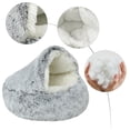 thumbnail image 2 of Cat Bed Round Plush Fluffy Hooded Cat Bed Cave for Small Dogs Kittens Anti-Slip Machine Washed Bed for Cat Puppy,Grey,20 Inches, 2 of 11