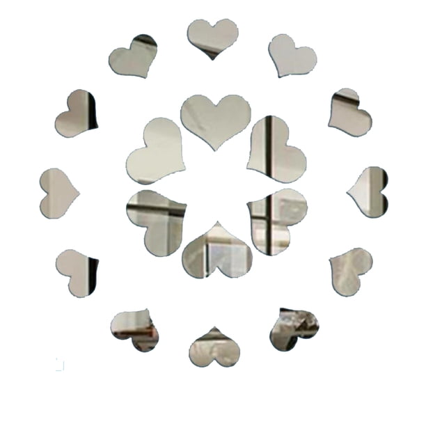 Pegatina de espejo con combinación de corazón 3D acrílico amor calcomanías de pared con espejo DIY decoración del hogar papel tapiz 18 Piezas Kearding JJ11047-01