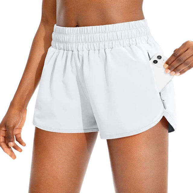 POINTERTECK Short de Course pour Femmes avec Poches Zippées Taille Haute Entraînement Sportif Short de Tennis Short de Course