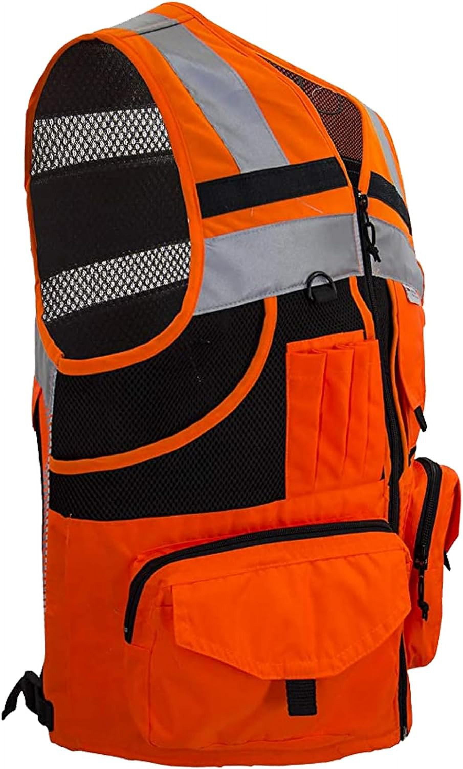 Kasa Style High-Visibility Reflective Safety Vest with 3M, Multi-Pocket, Unisex Design - Durable Workwear for Men and Women, Ideal for Construction Workers & Outdoor Safety (Orange, 2X-Large)