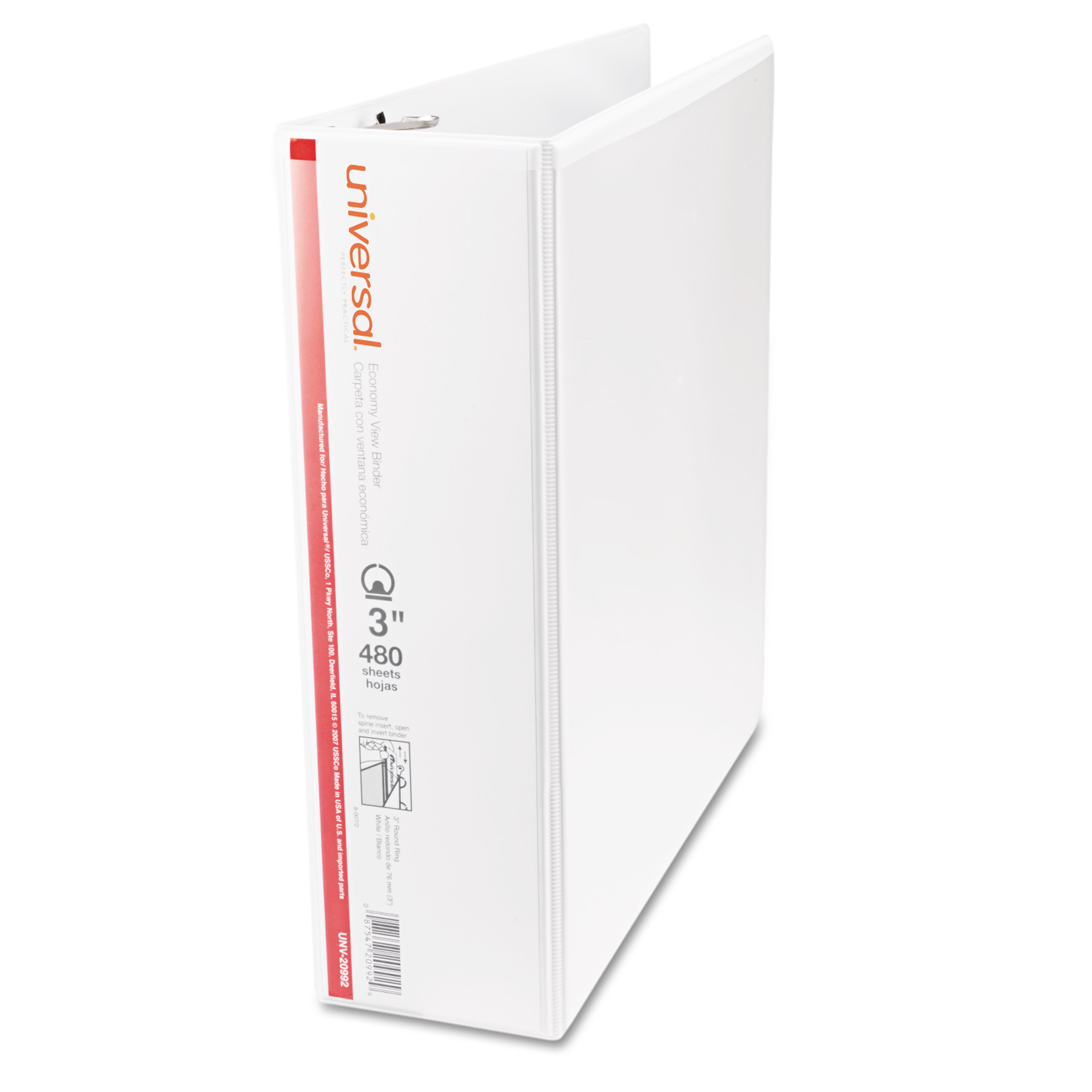 Economy Round Ring View Binder, 3 Rings, 3" Capacity, 11 x 8.5, White, 6/Pack