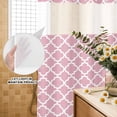 thumbnail image 2 of No Hook Shower Curtain with Built-in Rings - Pink White Geometric Washable Waterproof Fabric Bathroom Curtains for Hotel,Rentals, 72 X 84 Inch Extra Long , Minimalist Morocco Pattern, 2 of 9