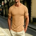 thumbnail image 2 of IhhxPro Big & Tall Men's Cotton Linen Short Sleeve Tee Ribbed Shoulder T-Shirt Breathable Slim Fit Crewneck M-3XL, 2 of 8