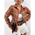 thumbnail image 3 of Camisa a cuadros con botones para mujer,Camisa con estampado a cuadros para mujer Camisa a cuadros para mujer Blusa de manga larga para mujer Rendimiento sólido, 3 of 8
