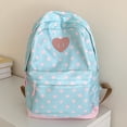 thumbnail image 2 of Women Nylon Polka Dot Cute Playful Bookpack Large Capacity Students Bookbags Multiple Pockets Travel Daypack Bag for Commute (Green), 2 of 15