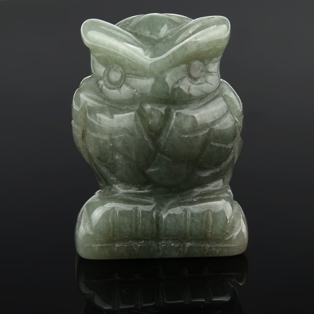 Hand Carved Natural Jade Stone Craving Elephant Owl Cat Statue Ornament 1.5 inch 