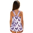 thumbnail image 2 of Xixirimido Purple Butterflies Print Girls Swimsuit Sleeveless One Piece Skirted Swimwear Modest Hawaiian Bathing Suit for Beach Water Park Kids Swim Dress, 5-6 Years, 2 of 7