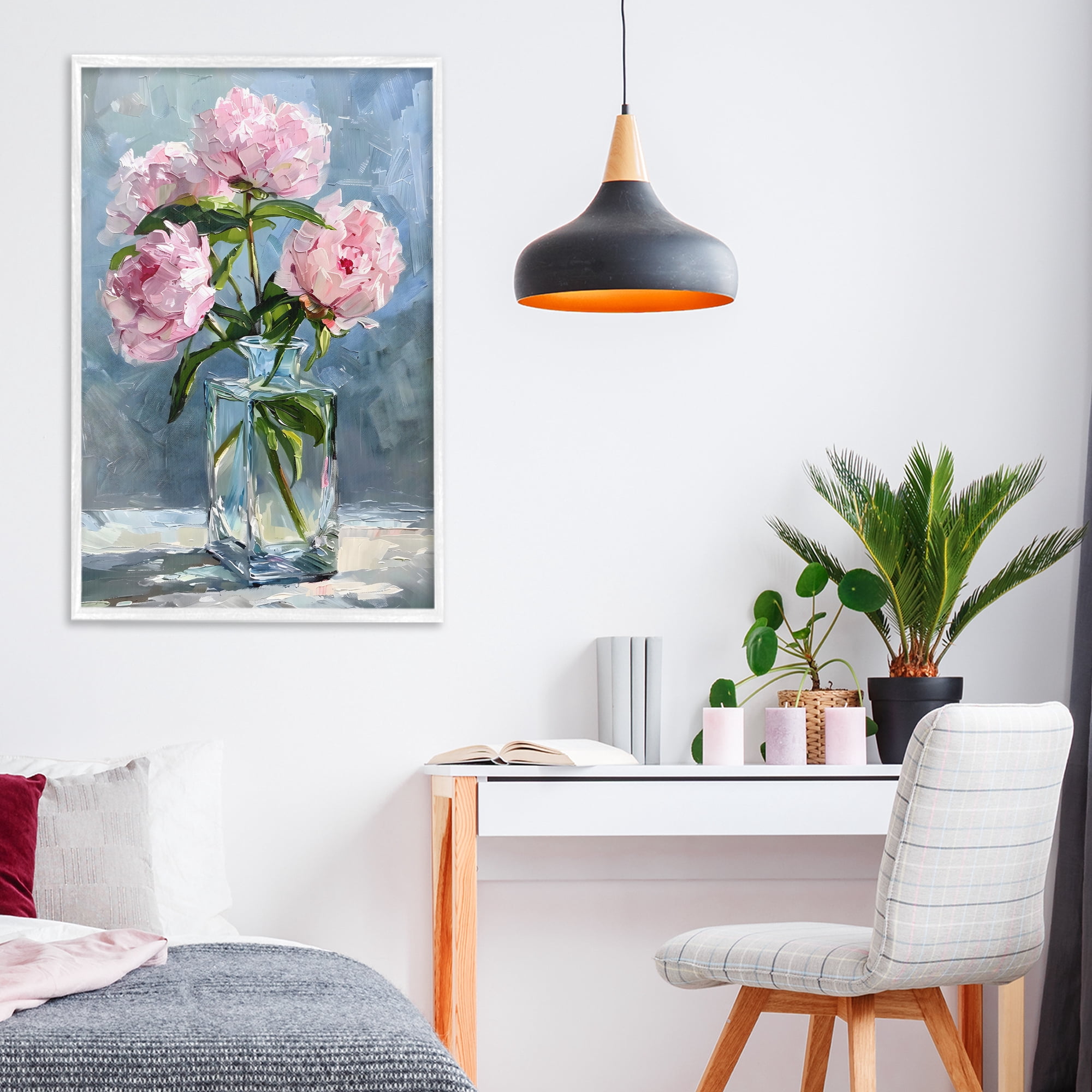 Stupell Industries Beautiful Pink Pastel Peonies White Framed Giclee Art, design by Creative Studio