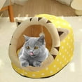 thumbnail image 3 of Bonita cama de cueva con muebles de juguete colgantes, parte inferior antideslizante, cesta de escondite cálido, cama suave y cómoda para dormir, casa , 43x40x35cm Amarillo Yinane Camas para gatos, 3 of 8