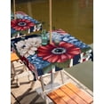 thumbnail image 2 of nqOlkjepod Spring Flowers Outdoor Tablecloth with Umbrella Hole & Zipper, White Star Black Red Striped Art Square Table Cover 54x54 Inch, Dining Waterproof Table Cloth Protector for Patio/Party, 2 of 7