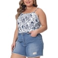 thumbnail image 2 of DARING DIVA Women's Plus Boho Floral Loose Spaghetti Strap Cami Top 1X Navy Blue, 2 of 6