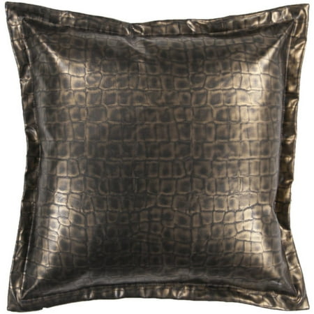 18" Metallic Gold Faux Crocodile Skin Decorative Down Throw Pillow