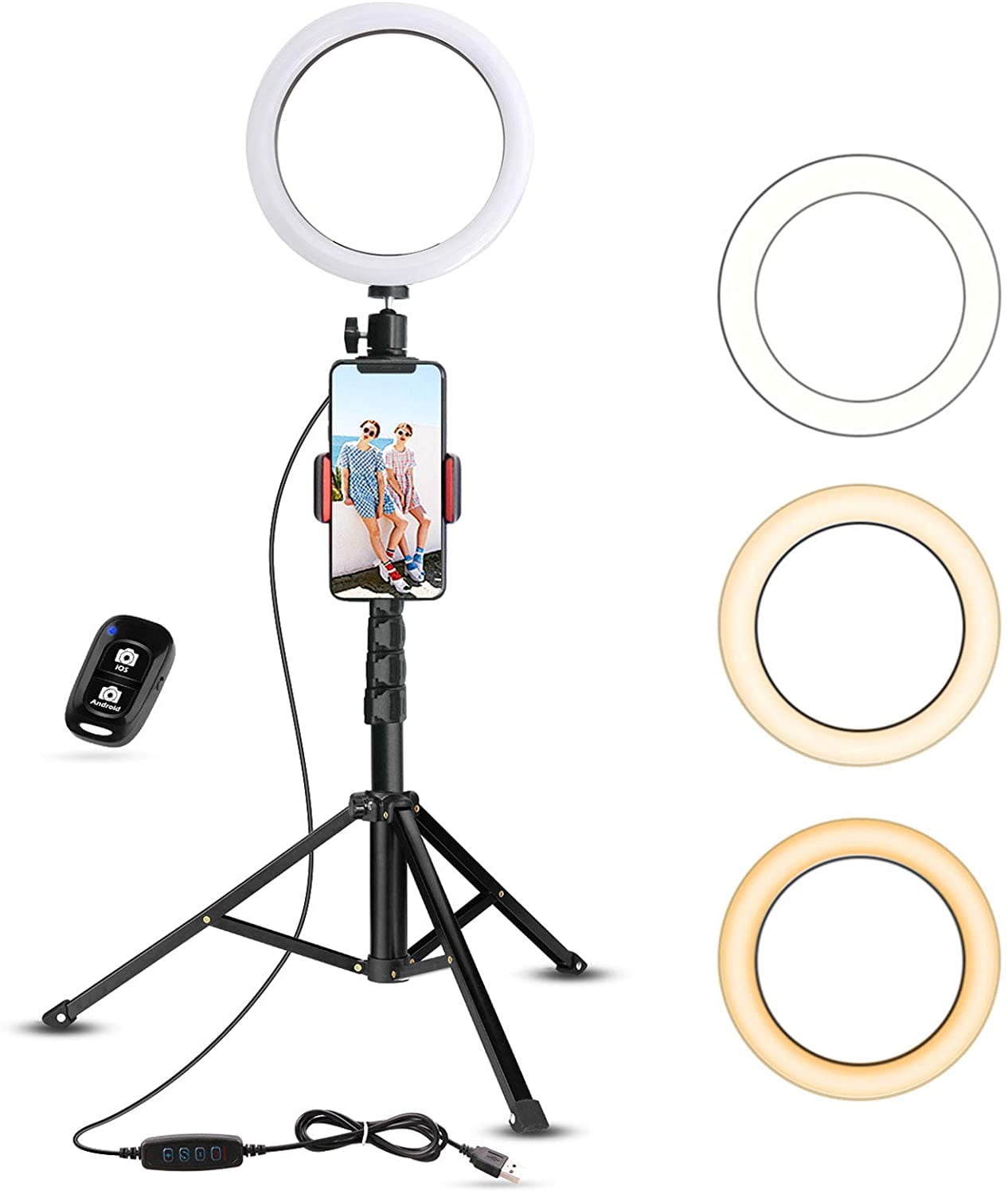 18 Inch LED Ring Light Kit with Tripod Stand & Phone Holder for Meeting Makeup Photography Selfie Ringlight 3 Modes 11 Brightness Levels for Video Recording TikTok YouTube Live Stream