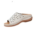 thumbnail image 2 of Womens Dress Sandals,Summer Beach Sandals for Women Comfortable Wedge Sandals Leather Open Toe Slides with Arch Support Ladies Dressy Flower Flat Platform Sandals for Casual Walking Outdoor Wear, 2 of 6