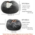 CJC Foam Queen Bean Bag Lazy Sofa Bed Cover Soft Faux Fur Memory for