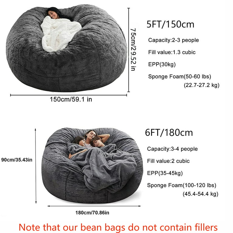 CJC Soft Extra Large Bean Bag Chairs Couch Sofa Cover Lazy Lounger For  Adults Kid Living room，Bedroom，Corridor，Garden 