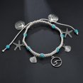 thumbnail image 3 of Tobilleras de turquesa, pulseras de tobillo de estrella de mar, cadena de pie de concha, joyería para mujeres y niñas, 3 of 4