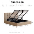 thumbnail image 3 of King Size Bed Frame with Lift Up Storage, Upholstered Platform Bed with Vertical Channel Headboard, No Box Spring Needed, Hydraulic Storage, Beige Linen, 3 of 9