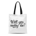 thumbnail image 1 of JSDART Canvas Bag Resuable Tote Grocery Shopping Bags Will You Marry Me Hand Lettering Text for Wedding Family Home Labels Tote Bag, 1 of 1